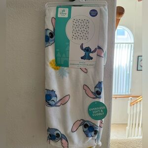 NEW Disney Baby Stitch Plush Blanket - Blue and White